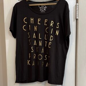 Chaser Black Tee with Gold Cheers Design